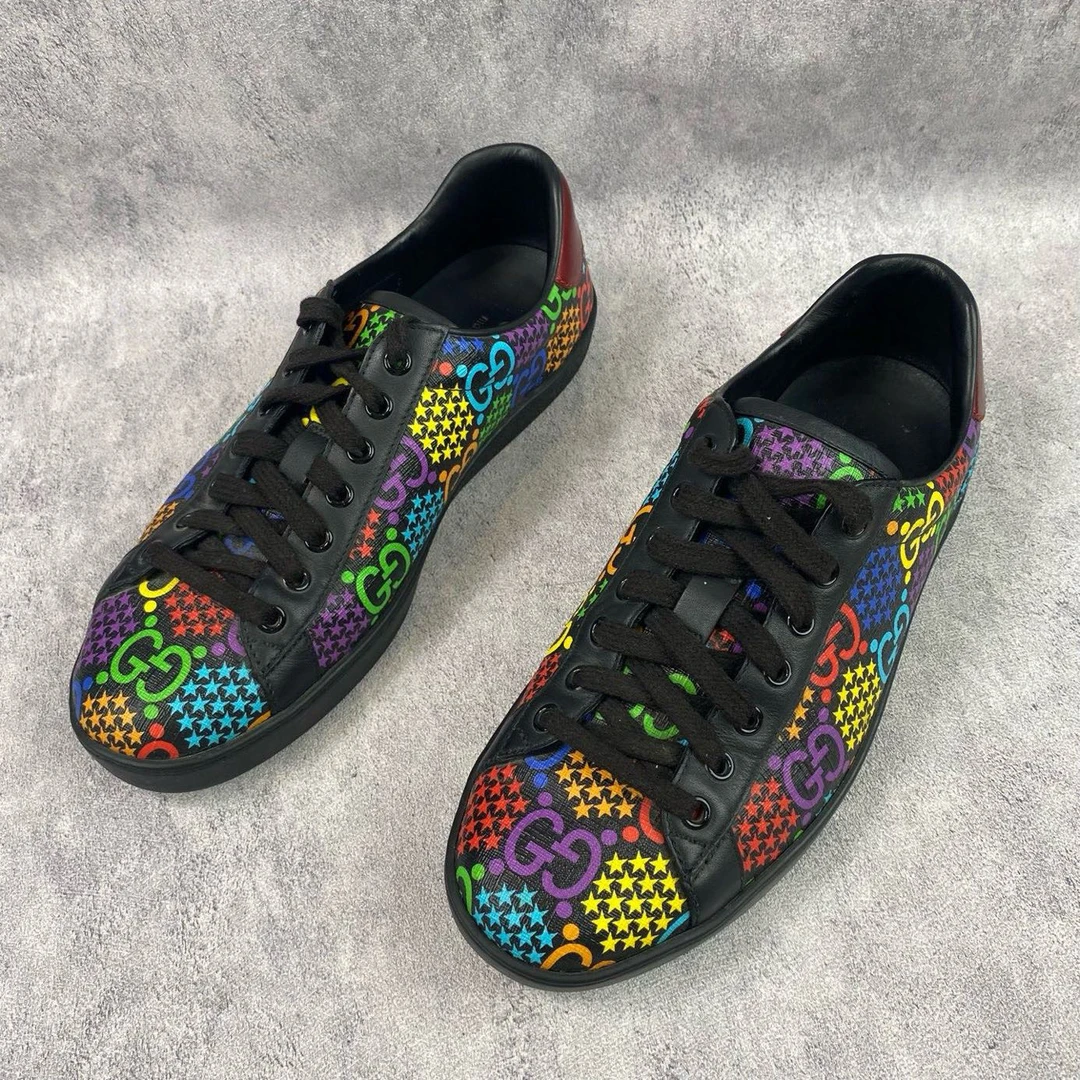 95新 GUCCI/古驰 ACE黑色糖果板鞋 40欧码 T605