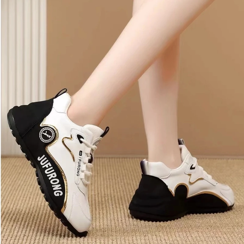 新款运动鞋秋冬女鞋面包底增高老爹鞋情侣款冬季加绒休闲运动潮鞋