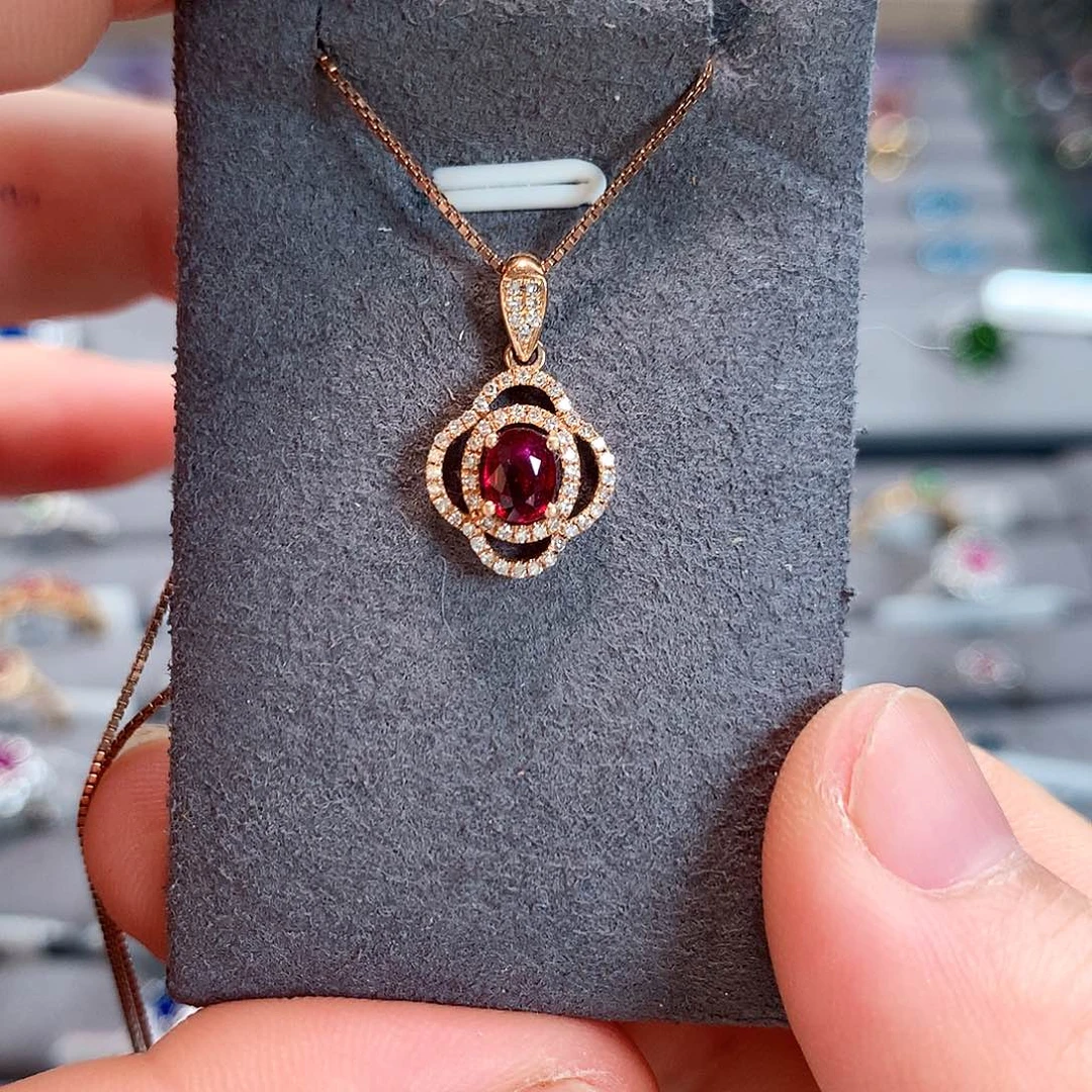 吊坠(不含链)18K金镶嵌红宝石