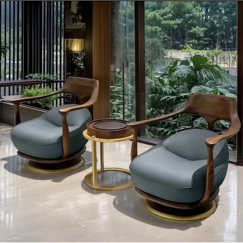 尚可优北美黑胡桃元宝椅可旋转简约轻奢客厅休闲椅单人沙发