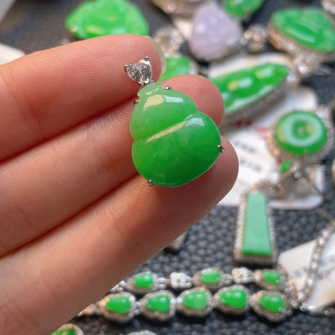 翡翠银S925镶嵌吊坠(不含链)