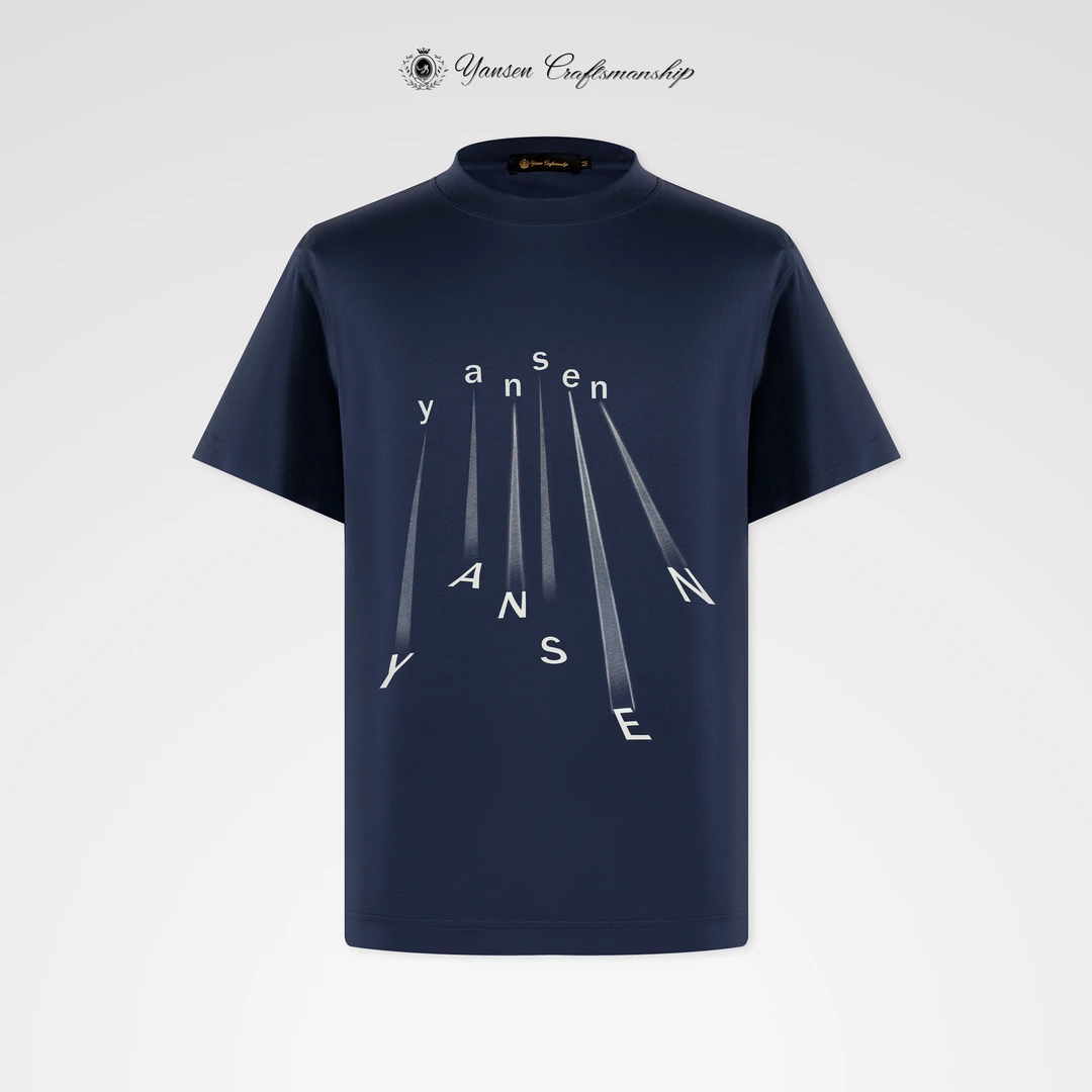 【黑标系列】匹马棉莫代尔定制面料网面沙点印花工艺圆领短袖 KI013