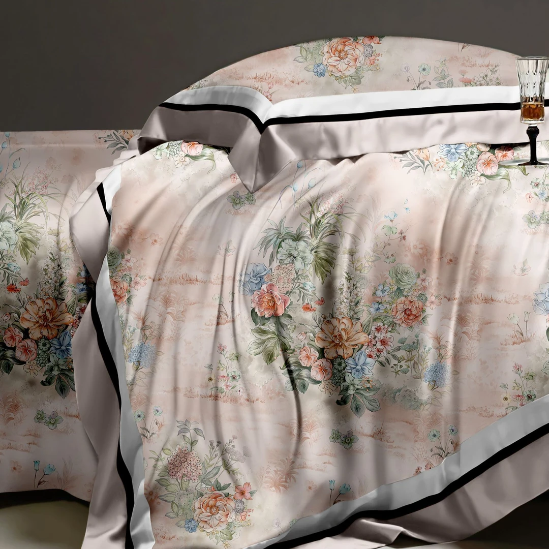 B5421 纯棉数码印花13376双人床单 天空之上-桔245*250百搭