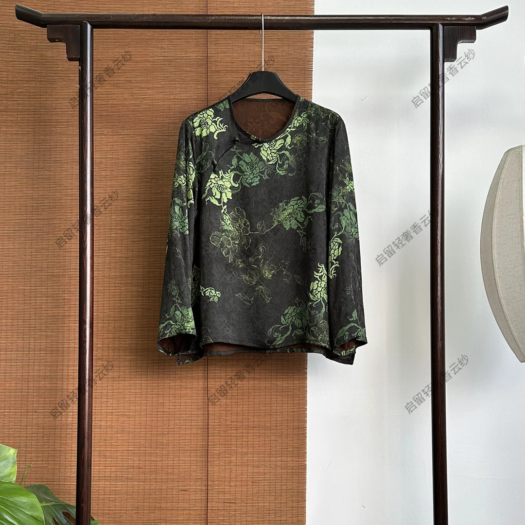 【253999】墨棠翠影   新中式40姆米  织花上衣