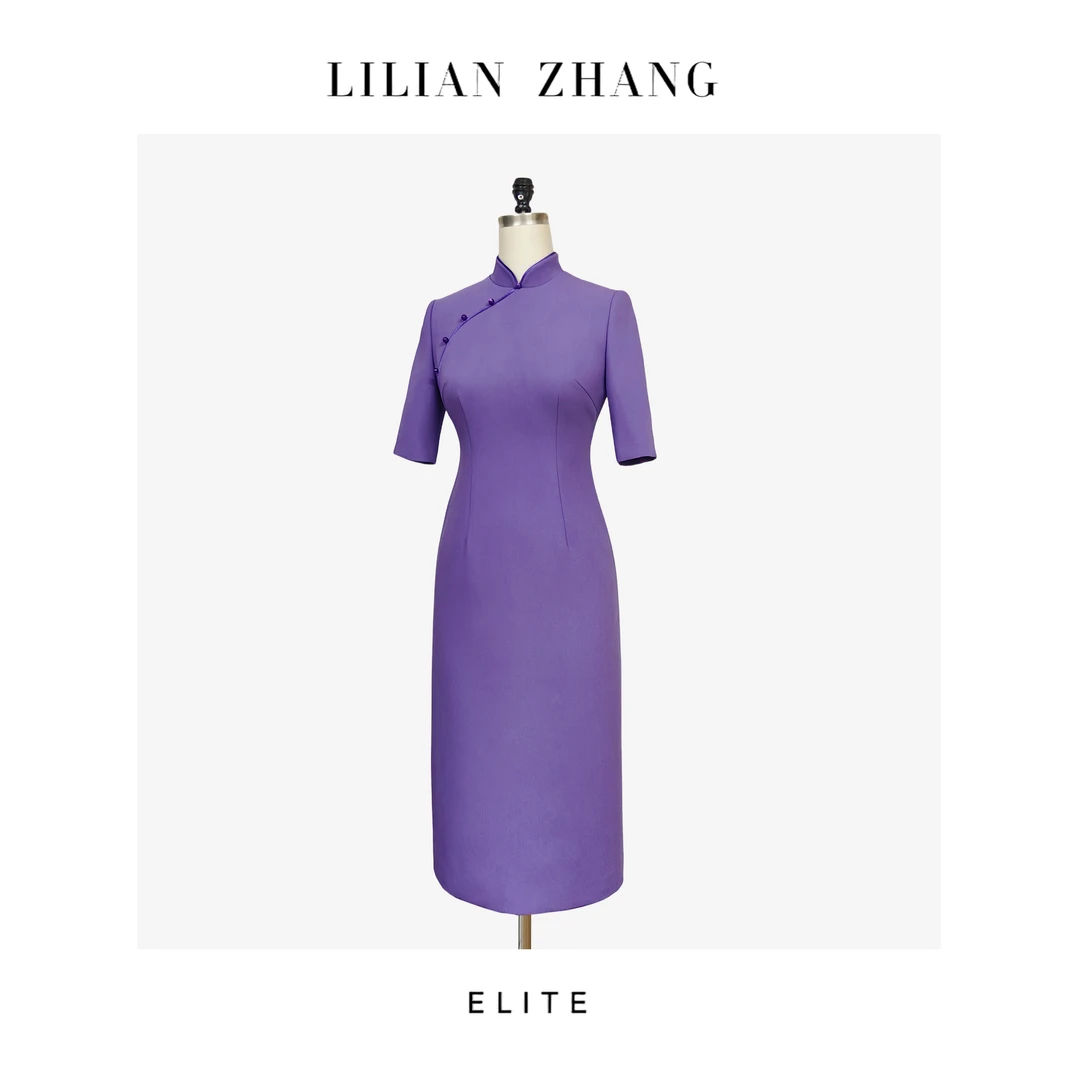 E“定制”—「东方意蕴」—“中式老钱”—薰衣草紫新中式改良旗袍 2401204