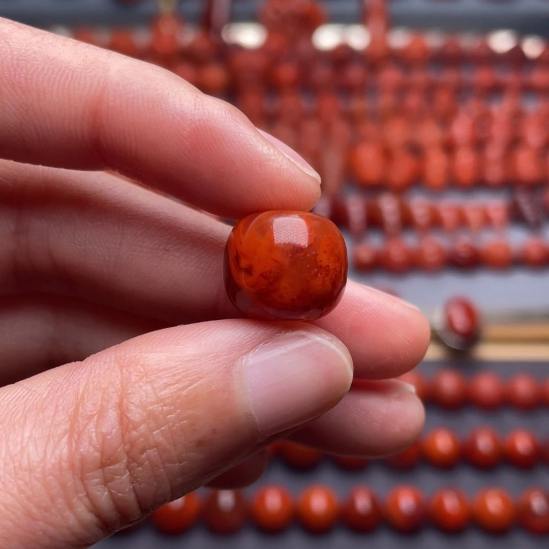 南红玛瑙未镶嵌其他W13.5瓦西火焰纹老型珠