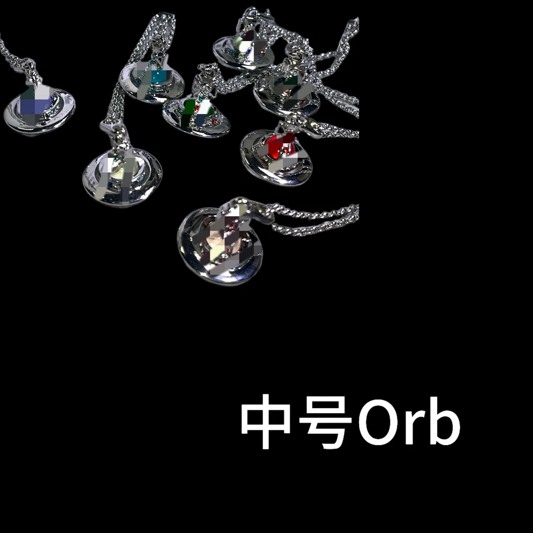 钛钢玻璃项链 中号orb立体土星光环项链
