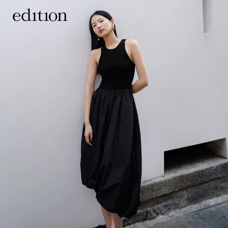 【搭搭精选】edition度假风拼接立裁扭褶小众收腰裙#EBB2DRS016