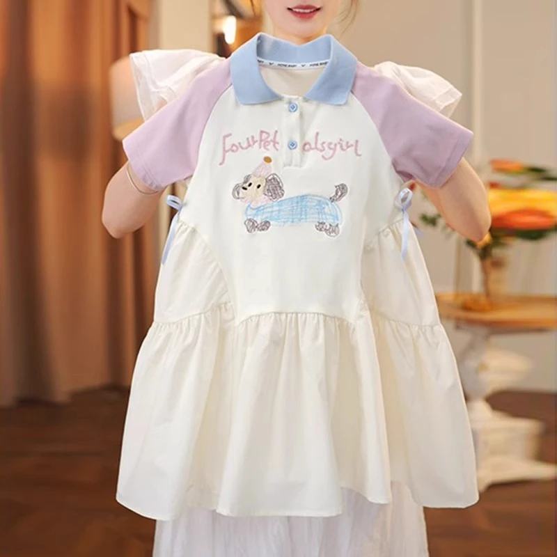 女童连衣裙夏季2025新款儿童学院风裙子夏装中大童短袖POLO裙洋气