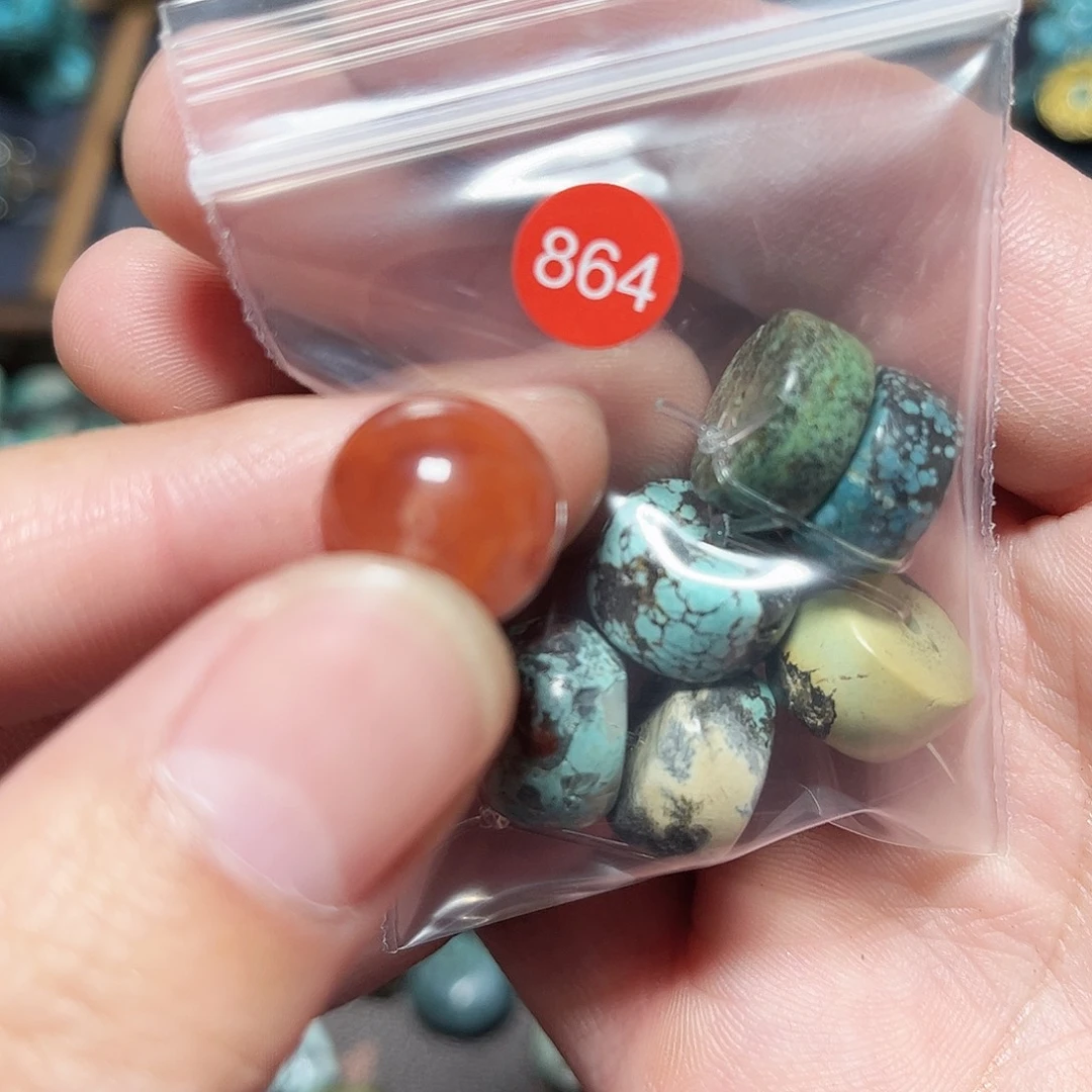 玩***事玛瑙/玉髓未镶嵌圆珠桶珠老型手串！！