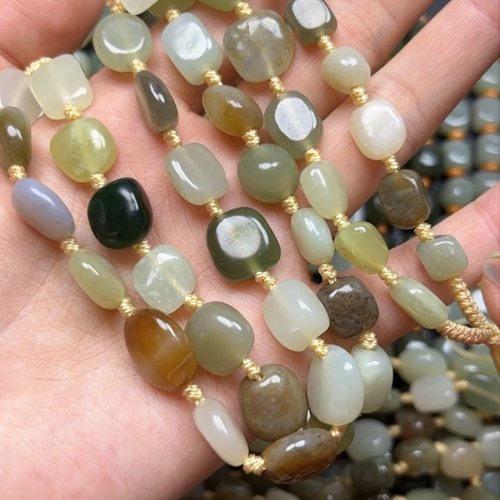 和田玉颈饰9K金镶嵌