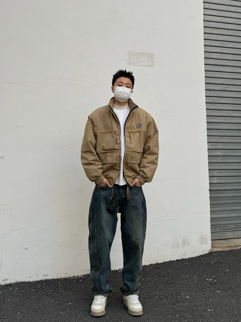 Ninjazz（年底捡漏）日系短款版树枝纹理三色立领棉服