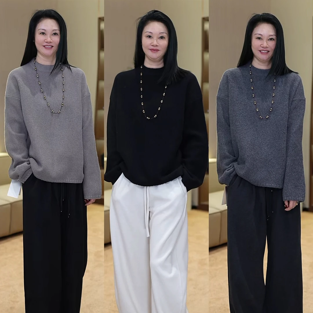 BARRIAILEN | 100%羊毛简约大方百搭长袖羊毛衫2410046