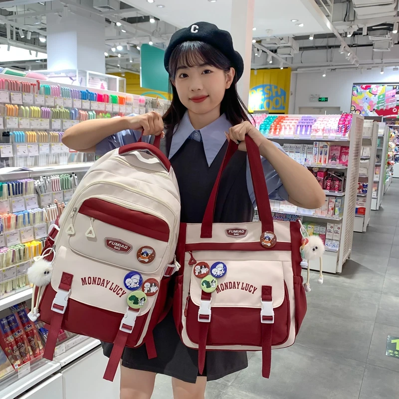 【千屿专享】FM8536双肩包三件套大学生高中生中学生小学生双肩包