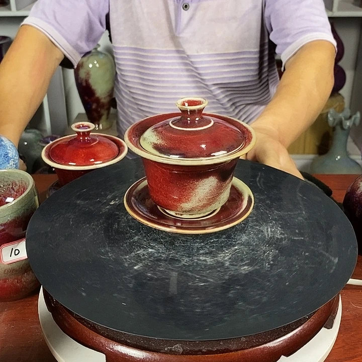 瓷片尚峰钧窑作品盖碗