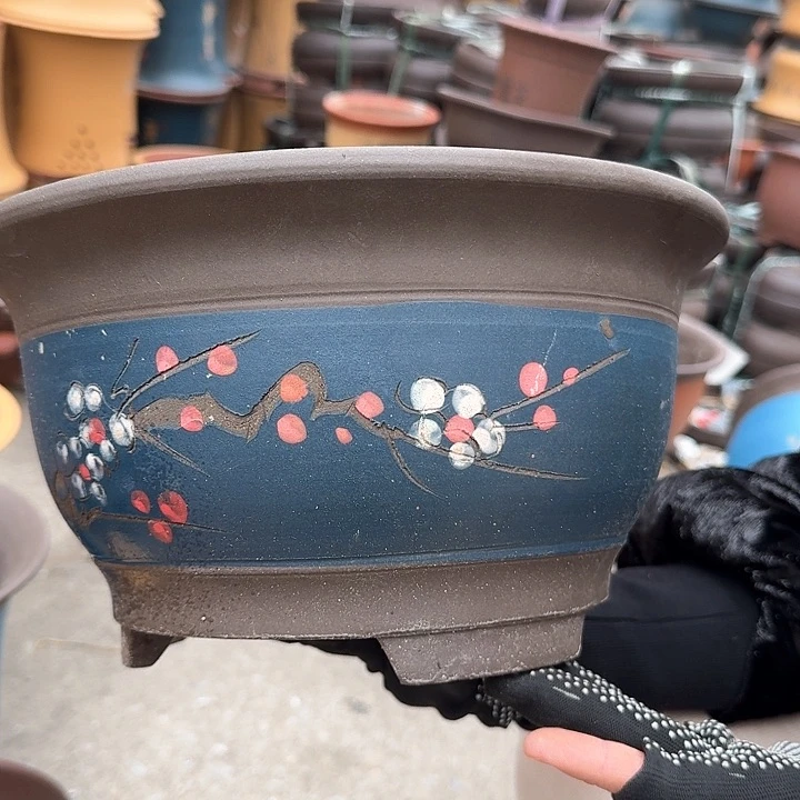 紫砂富贵蓝色点彩大