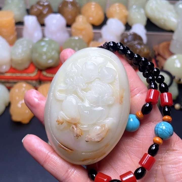 石材方解石手把件