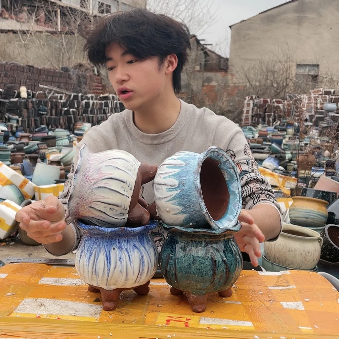 宜兴紫砂粗陶花盆
