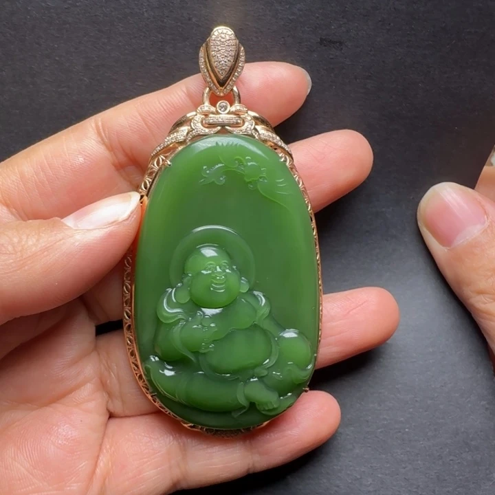 和田玉颈饰18K金镶嵌