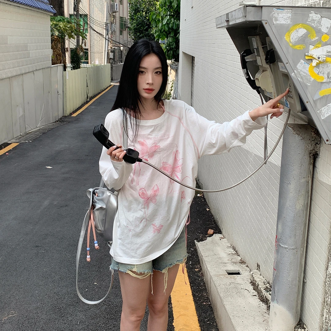 【吵吵小情绪】蝴蝶印花微透明线防晒罩衫上衣44515