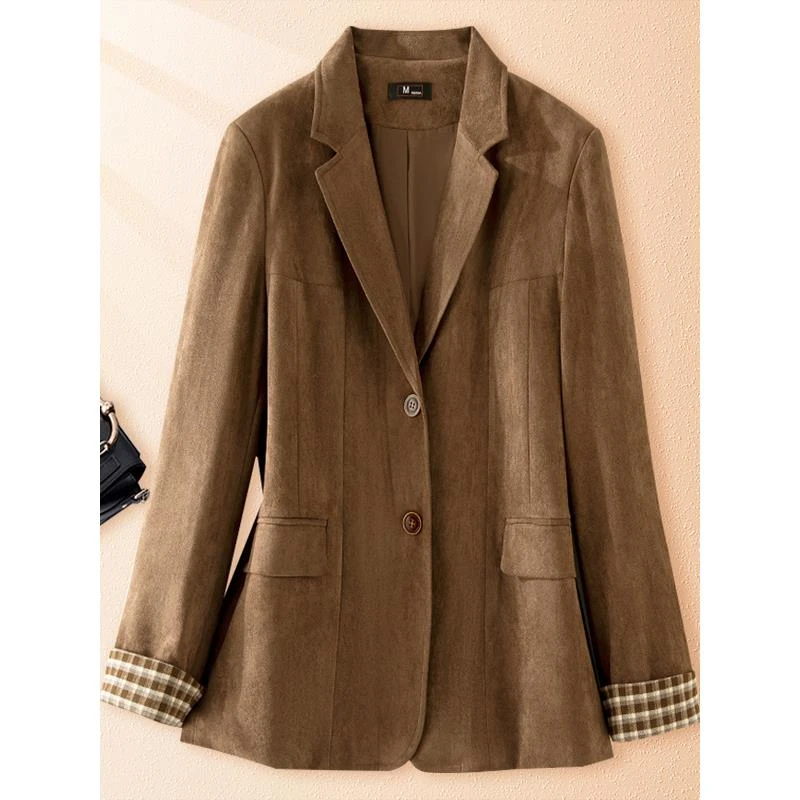 原创高级感美拉德咖色春秋西装外套女2026秋季新款通勤西服上衣