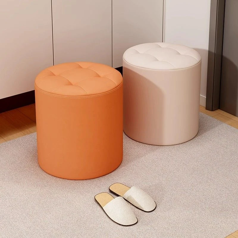 小凳子家用矮凳客厅简约沙发凳圆形坐墩皮质小板凳结实软包圆凳子