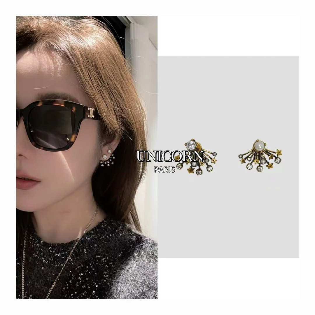 铜合金仿珍珠耳饰 【璀璨烟花】天空绽放百搭小众设计师耳钉 ES0936