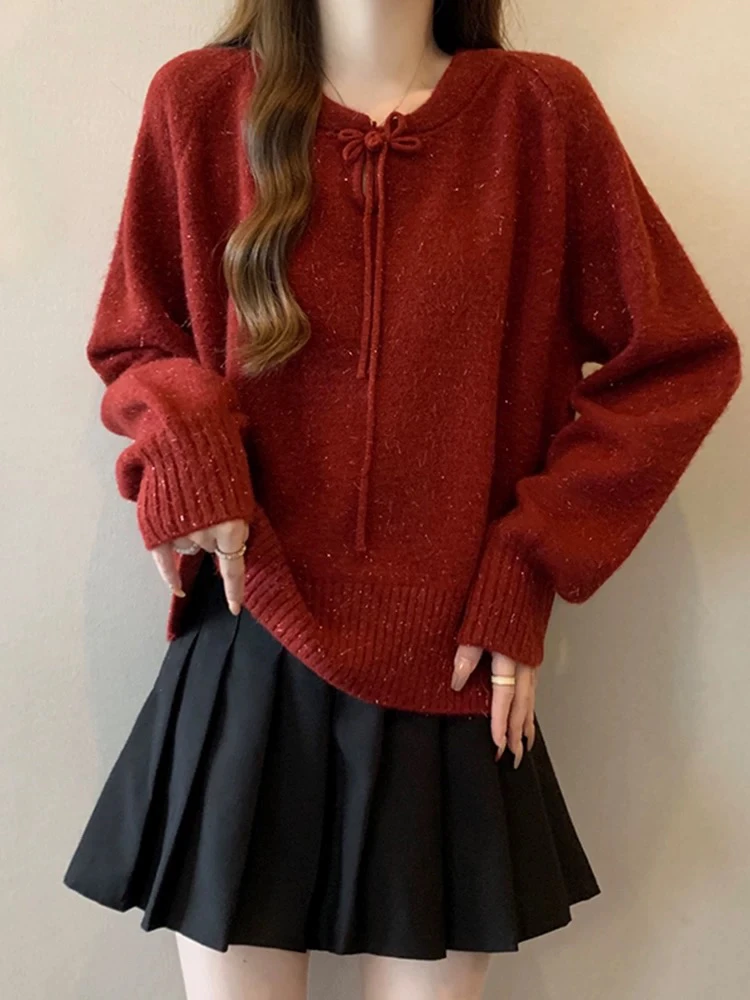 2500兔绒针织衫毛衣女装2025春季新款新中式国风盘扣上衣