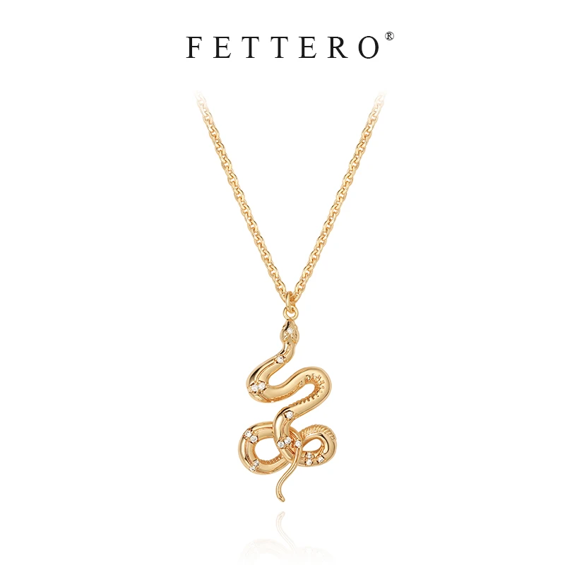fettero 铜合金项链 【金色缠绕花纹蛇项链】气质百搭小众精致坠链