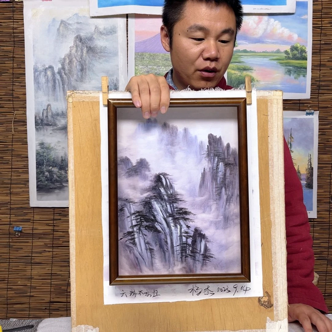 油画行路人小院绘画作品竞拍