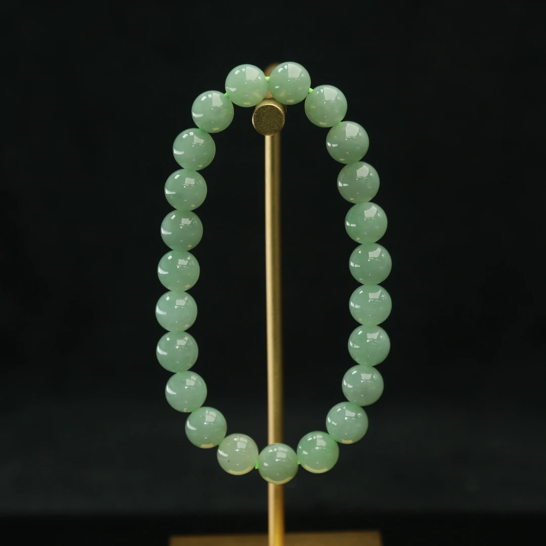 5天然缅甸翡翠A货绿珠链/700306/上海嘉禾拍卖