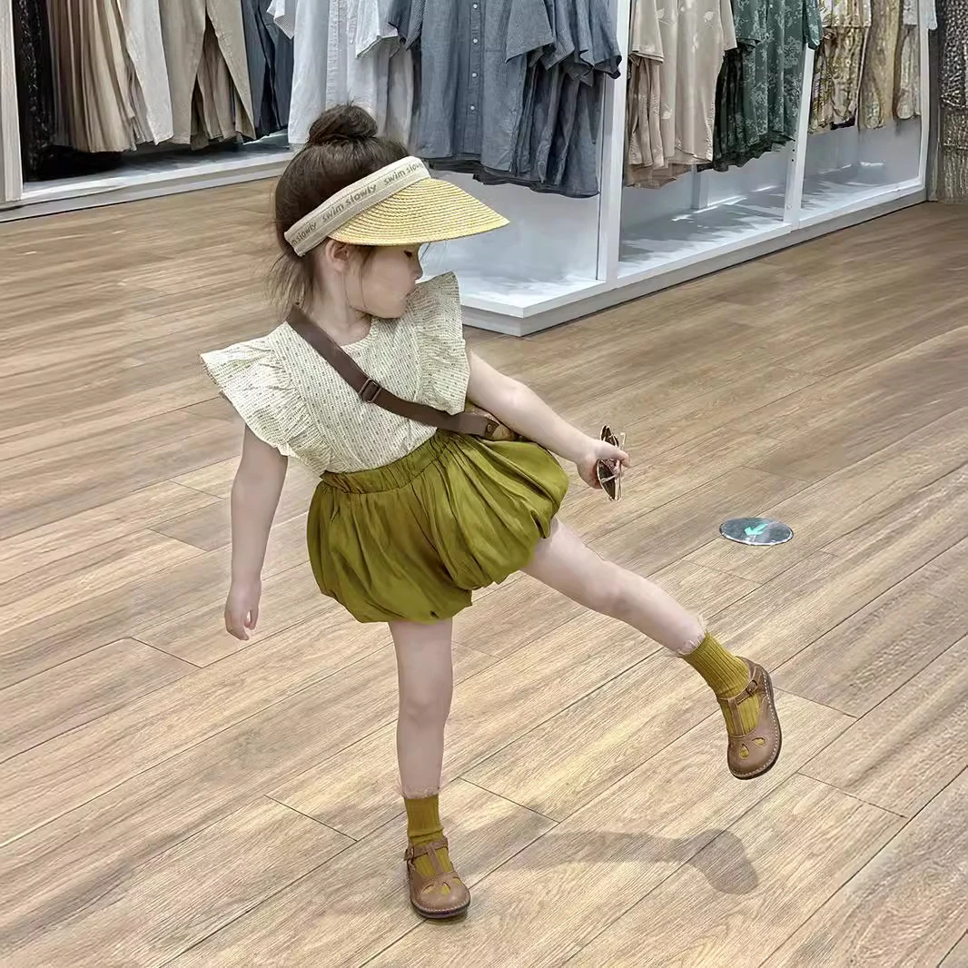 2025夏季新款女童飞袖背心夏装套装洋气女宝宝花苞裤女童夏季套装