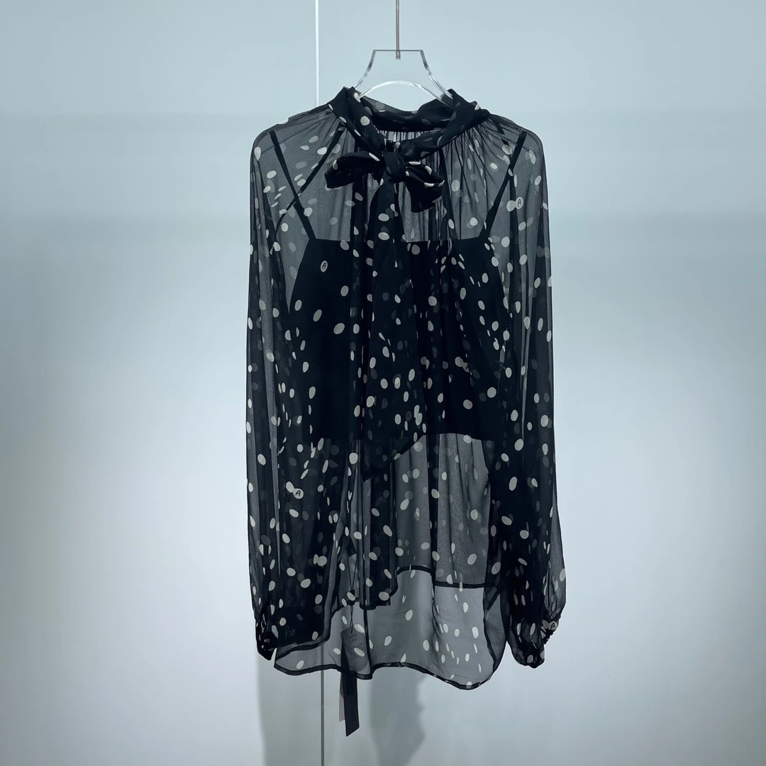 艾家2025新款波点百搭洋气上衣5037