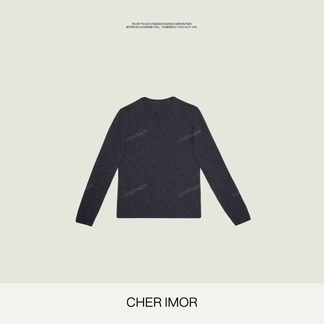 CHER IMOR【云灰絮语】经典气质百搭圆领针织毛衣009 Hi Fortune