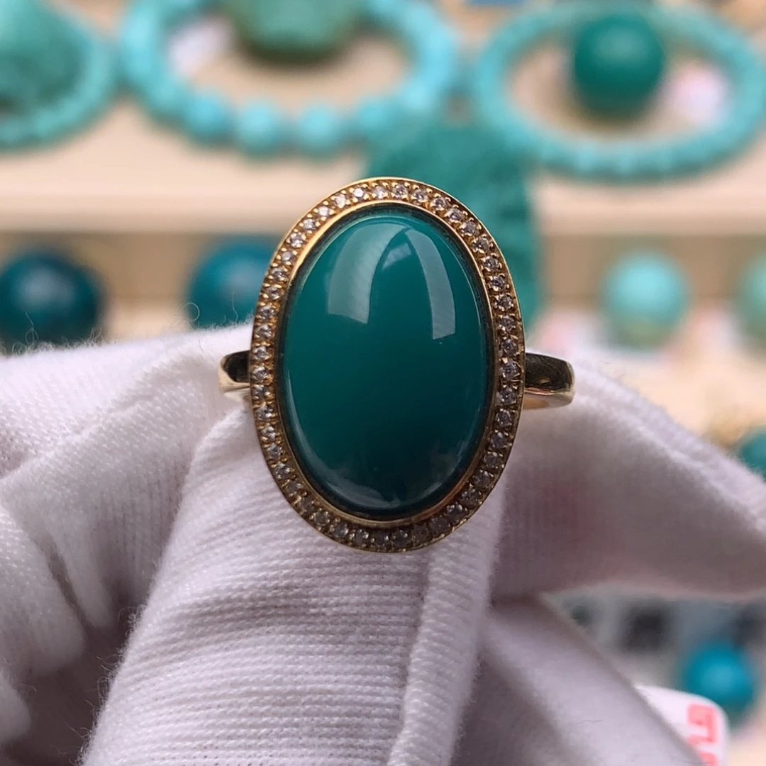 绿松石18K金镶嵌珠宝奇石