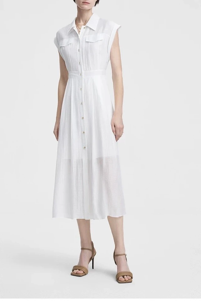 春夏新款高级感无袖衬衫连衣裙