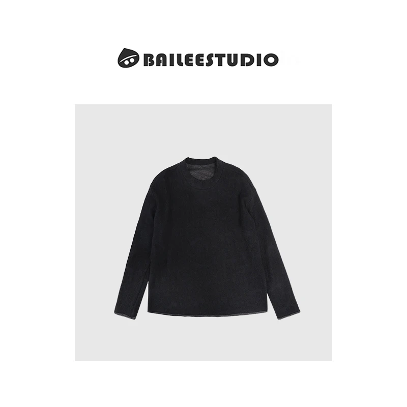 【柏栗良品】日系风~舒适软糯螺纹领百搭净版套头羊毛衫1870‘鬆桃