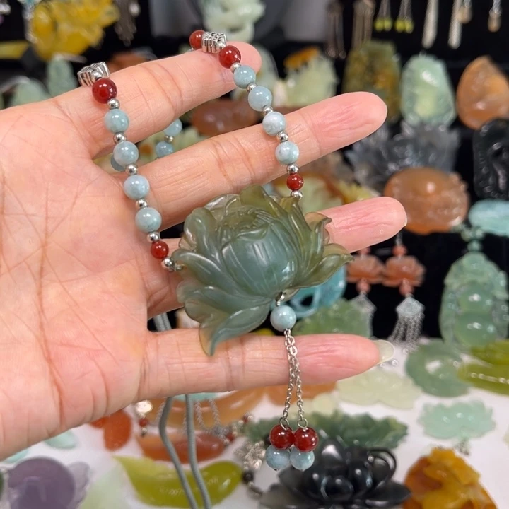 蛇纹石玉未镶嵌吊坠(赠链)