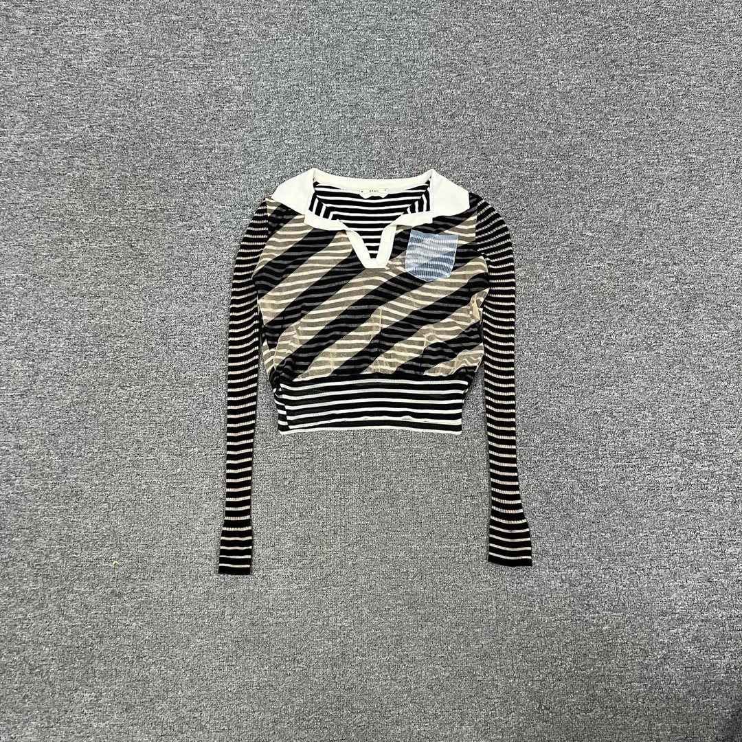 99新 AMIPARIS fendi 条纹真丝上衣