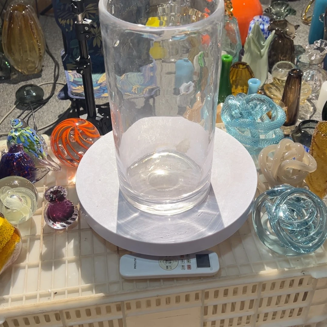 欢***～弘扬琉璃花器微瑕高度30