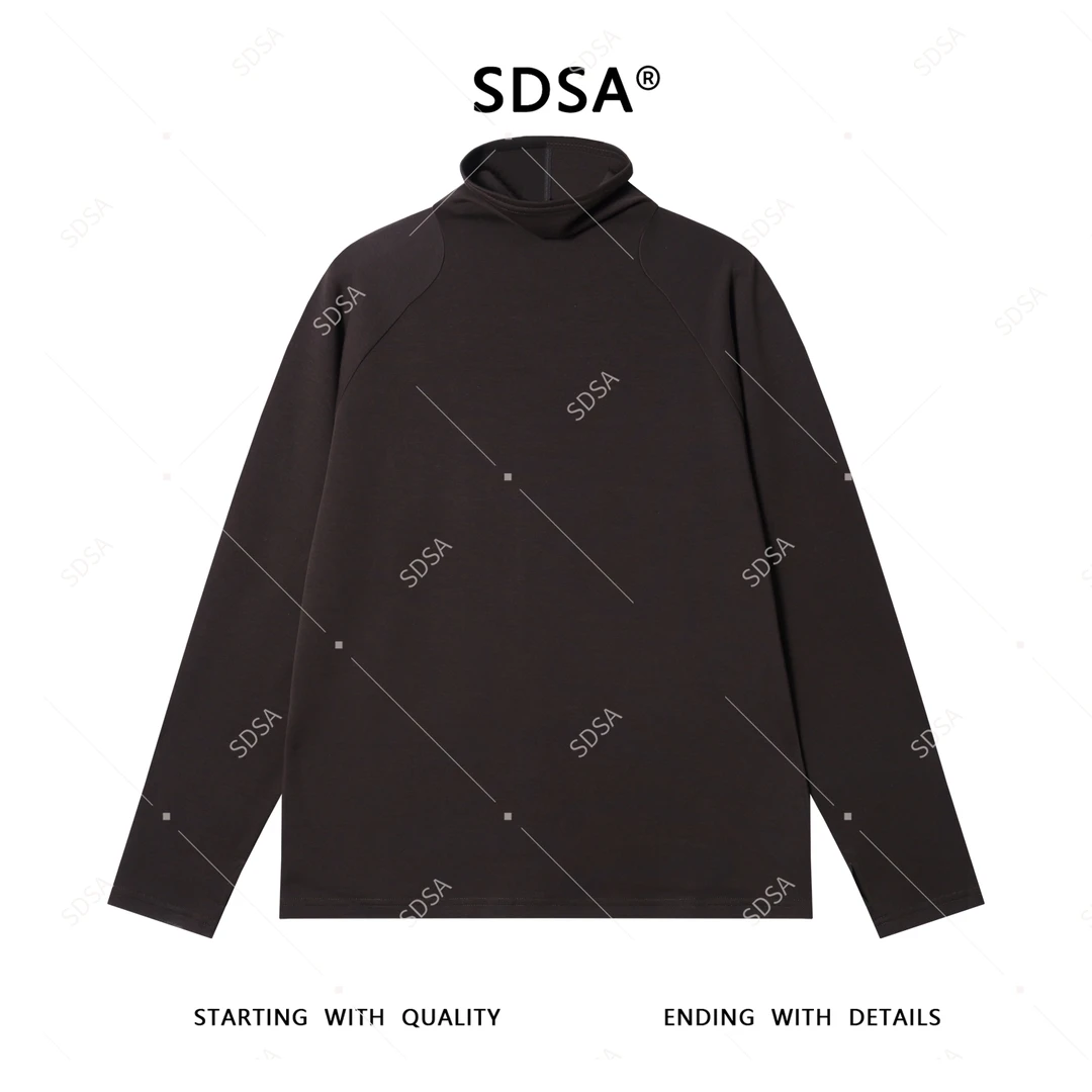 SDSA男士秋冬新款轻奢痞帅男装纯色高领长袖T恤简约百搭复古上衣