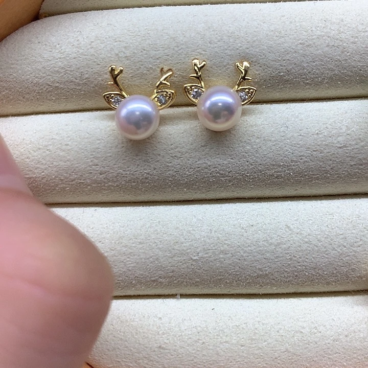 合金淡水珍珠耳饰