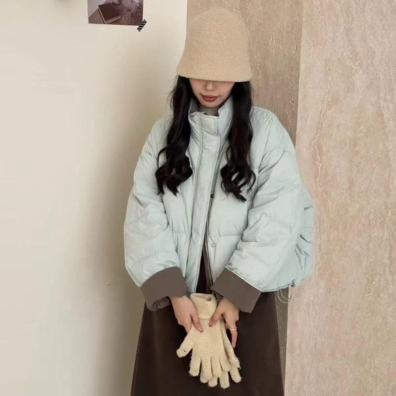 初冬时尚小个子韩版撞色减龄羽绒服 三木