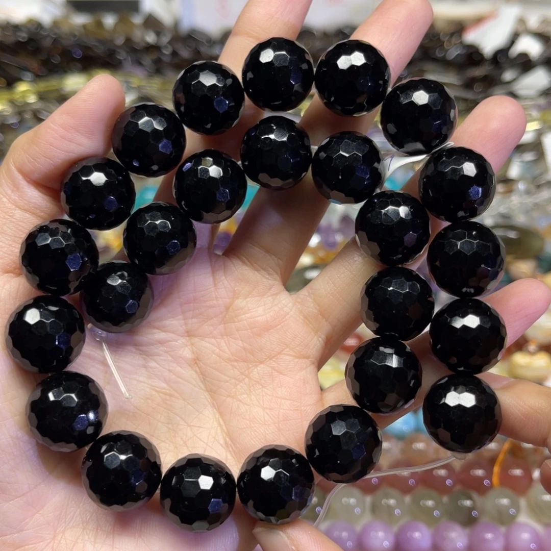 玛瑙/玉髓散珠天然黑玛瑙卡16长条38厘米