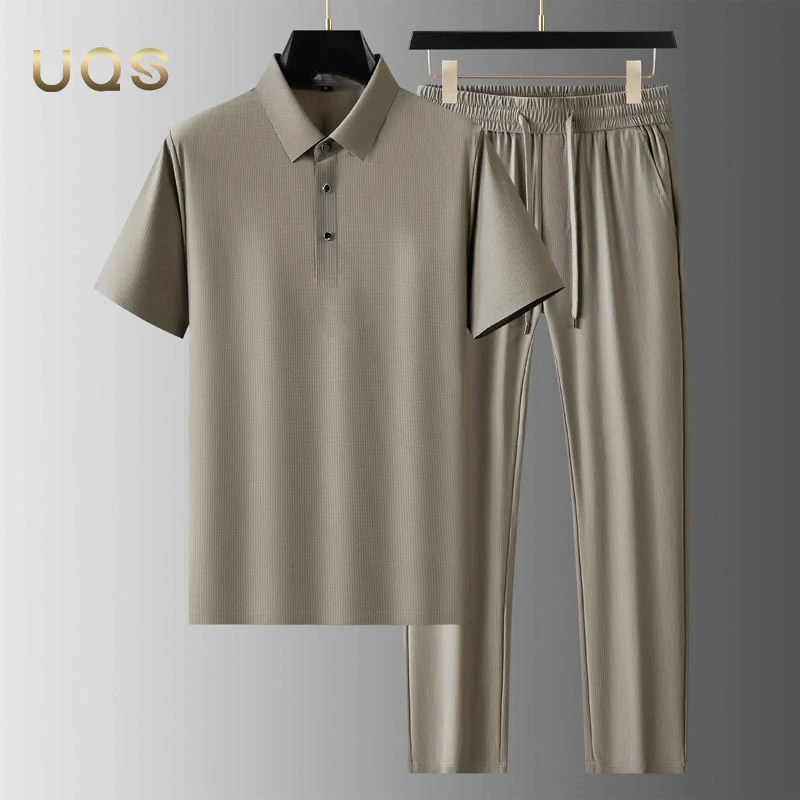 25夏季上新商务休闲简约运动男士套装时尚有型设计大方中年两件套