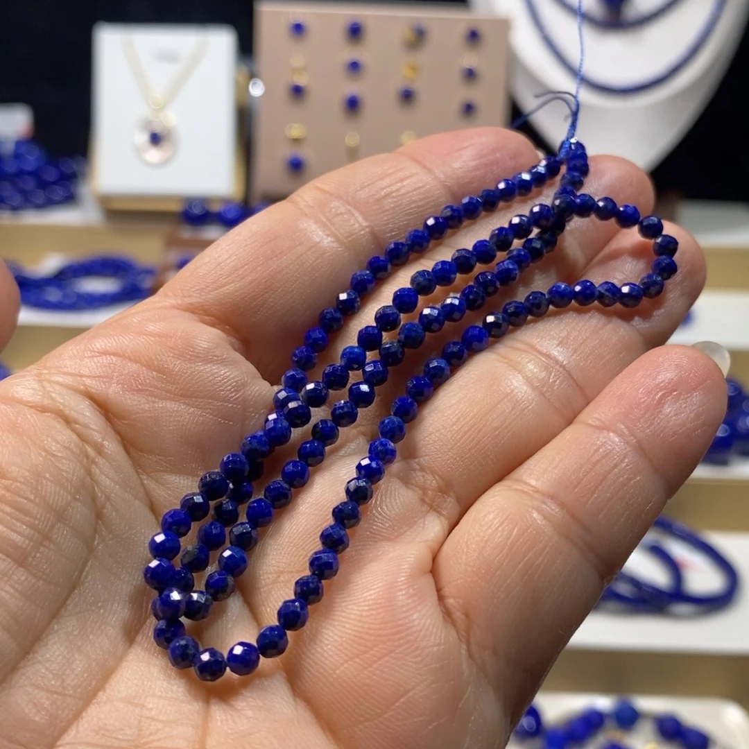 青金石未镶嵌手串3.3m切面小米珠