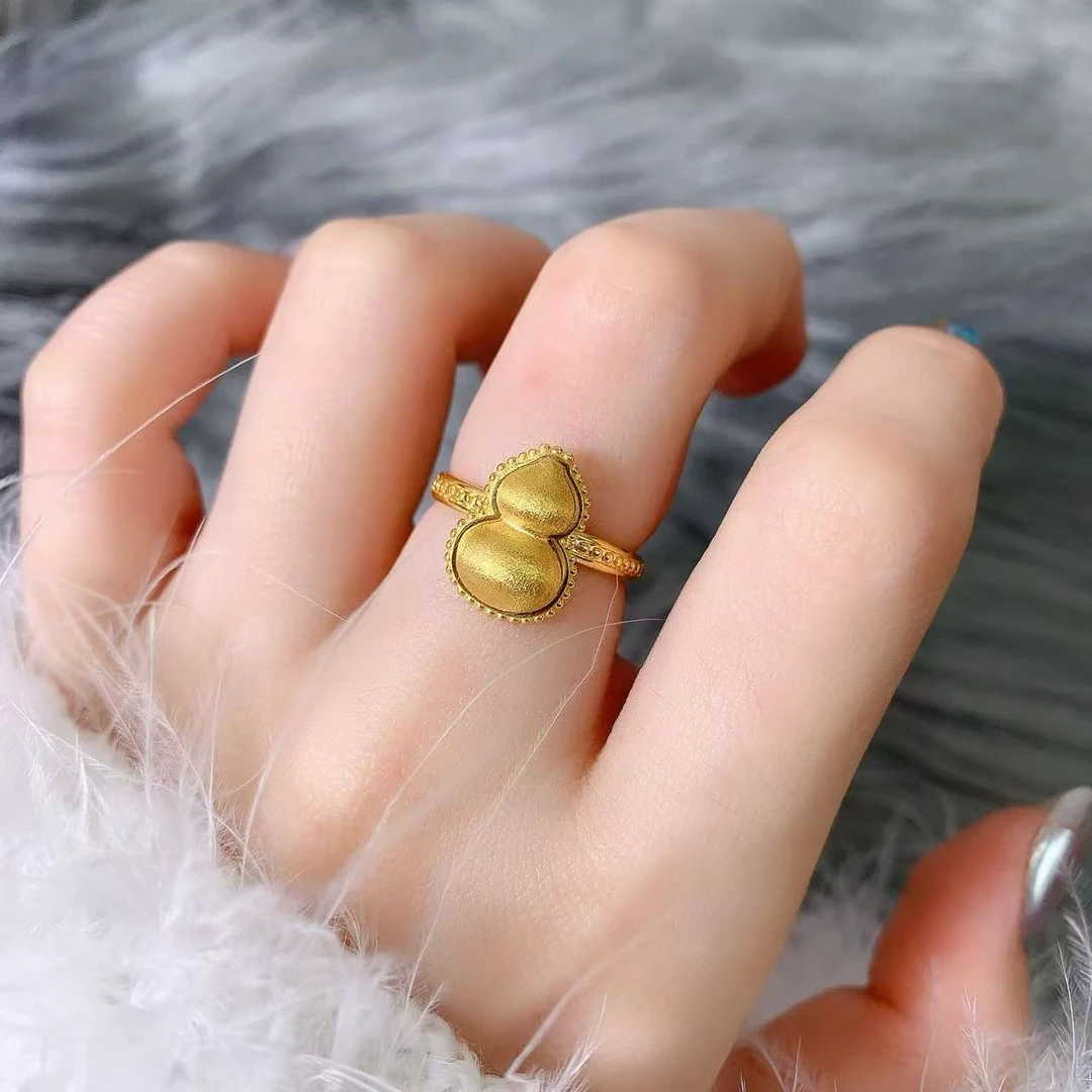 【伟新源】足金999 古法工艺 拉丝葫芦活口戒5.24克