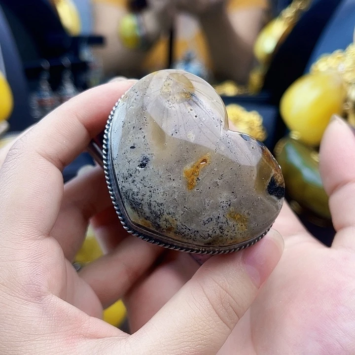 裸石琥珀银S925镶嵌