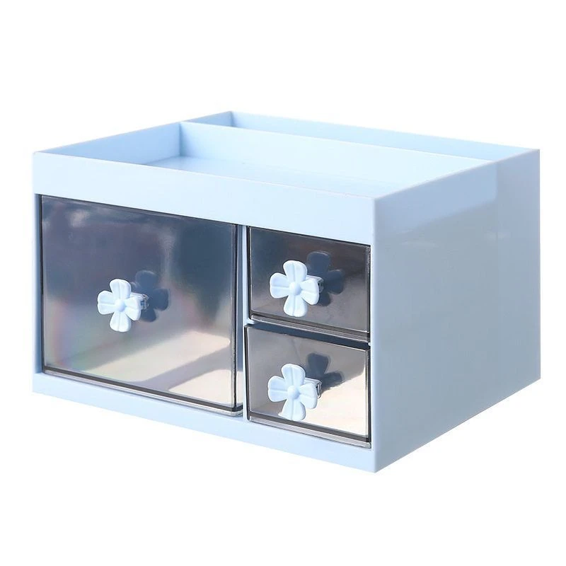 桌面多功能收纳盒学生宿舍化妆品文具大容量整理盒皮筋首饰透明