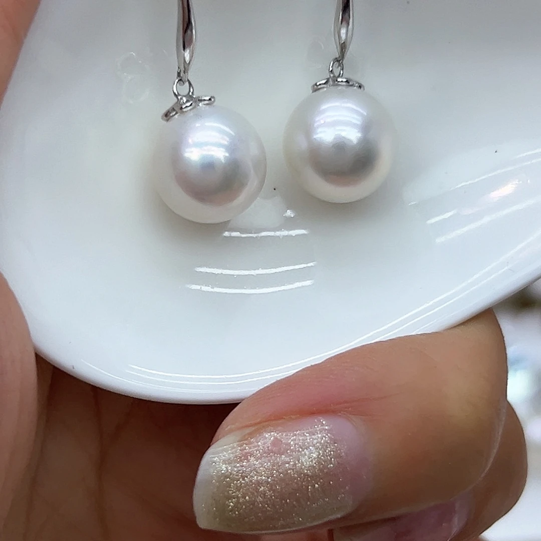 银S925镶嵌耳饰淡水珍珠